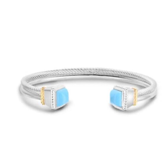 Phillip Gavriel ITALIAN CABLE PYRAMID BANGLE WITH TURQUOISE. Brand new! - Picture 2 of 2